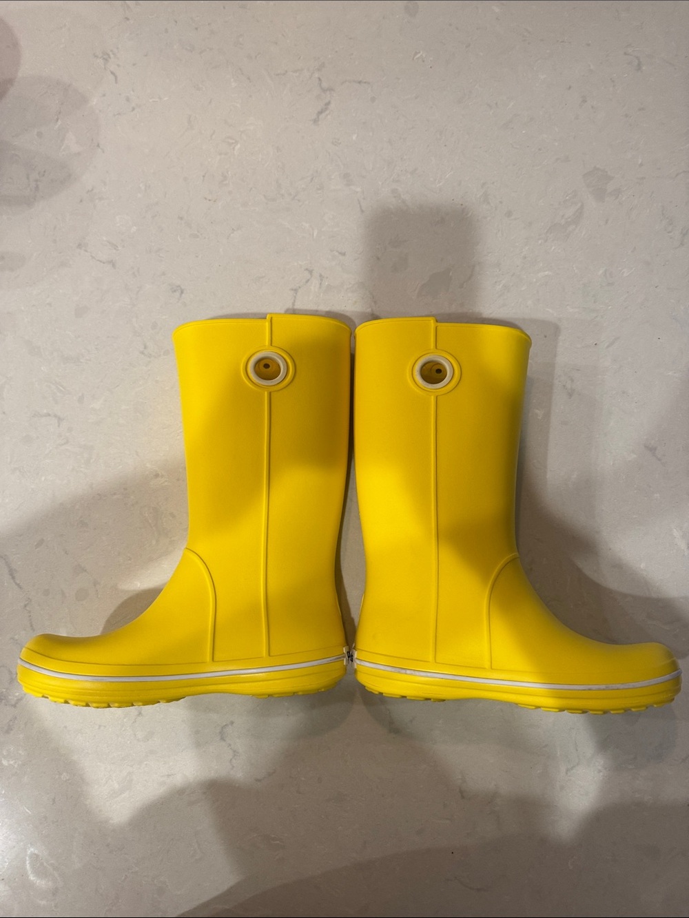 CROCS Kids Crocband Jaunt Bright Yellow Tall Waterproof Rain Boots Size 5W - Picture 5 of 7